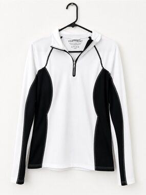 Obermeyer White & Black Zip-Front Athletic Top fleece base layer hiking outdoor